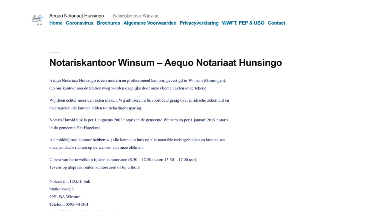 Aequo Notariaat Hunsingo - Notariskantoor Winsum — notariskantoor in Winsum