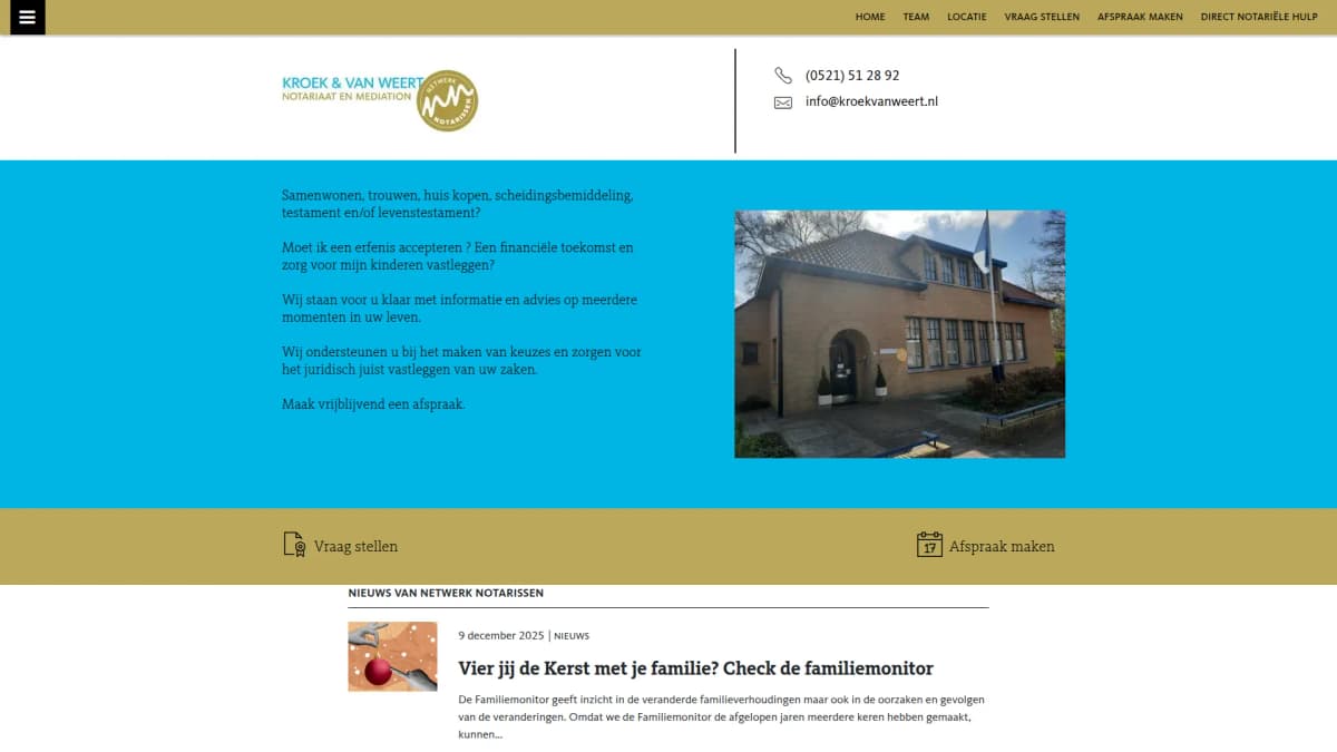 Kroek & van Weert Notarissen B.V. — notariskantoor in Steenwijk