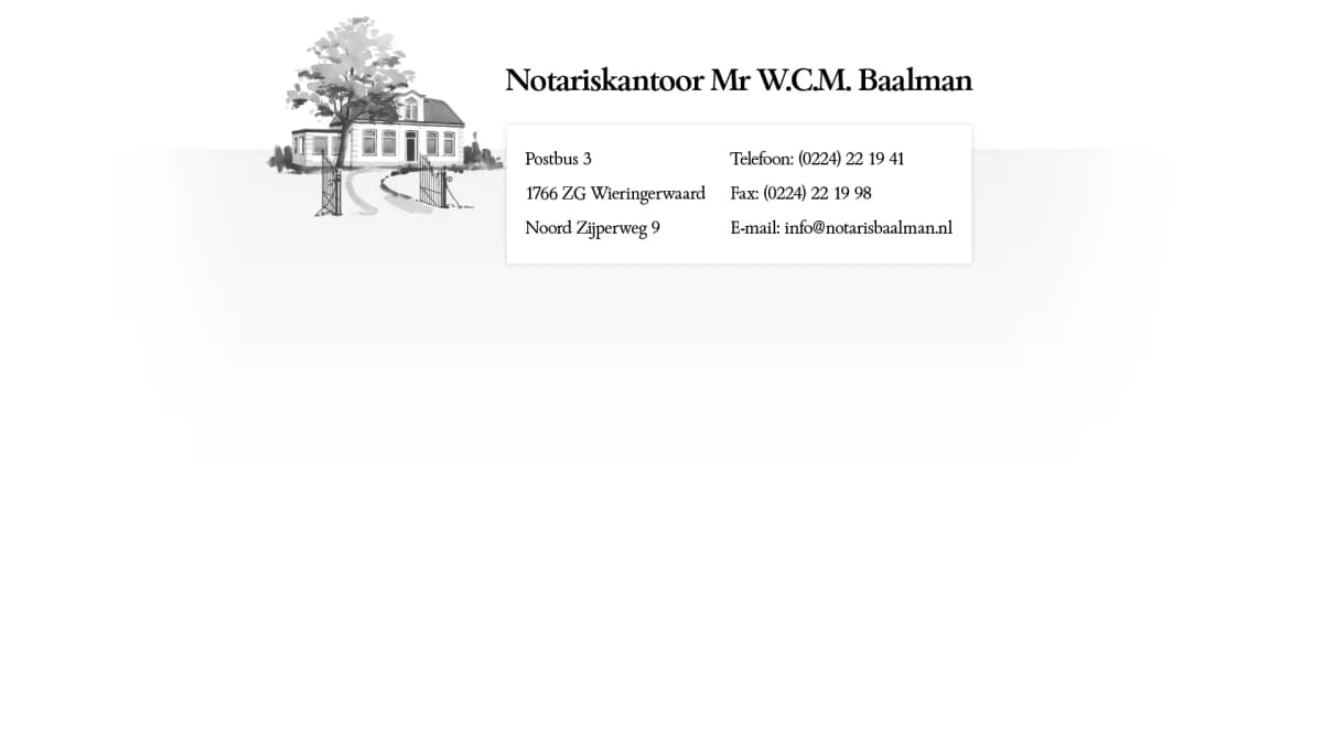 Notarispraktijk mw. mr. W.C.M. Baalman — notariskantoor in Wieringerwaard